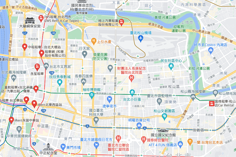 台北租車價格,googlemap