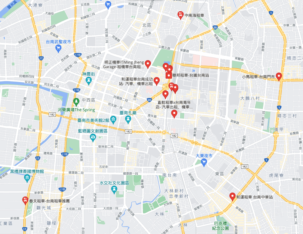 台南租車價格,googlemap