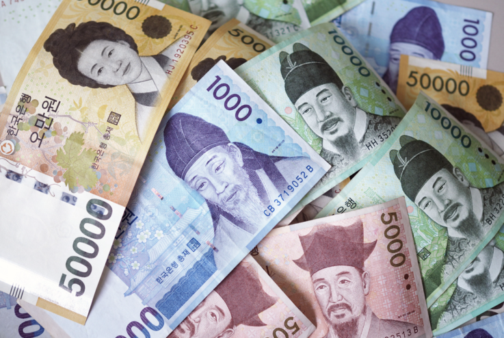 不同的韓幣鈔票，各種面額都有，首爾自由行必備