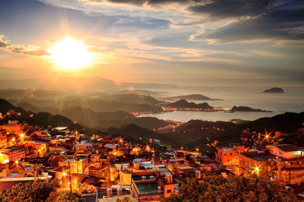 the Breathtaking Sunset in Jiufen with budget car rental in taipei