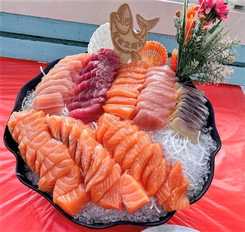 台湾料理-後壁湖邱家生魚片の生魚片の写真です。