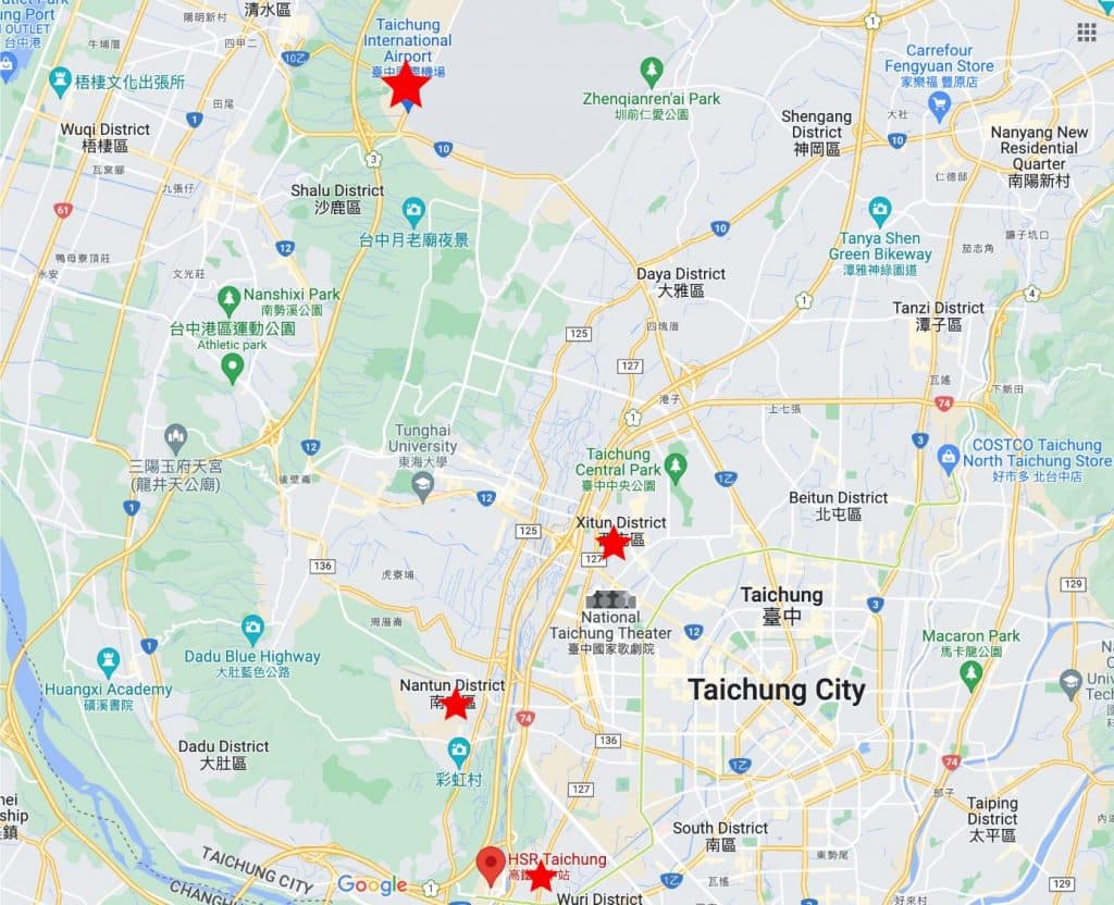Taichung Car Rental Hot Spots.