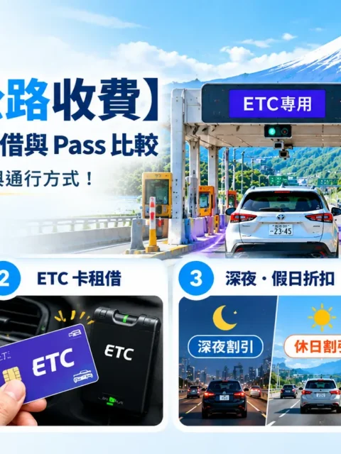 日本高速公路收費完整攻略封面，展示 ETC 與一般收費車道、過路費試算、ETC 卡租借、深夜假日折扣及各地 Expressway Pass 比較